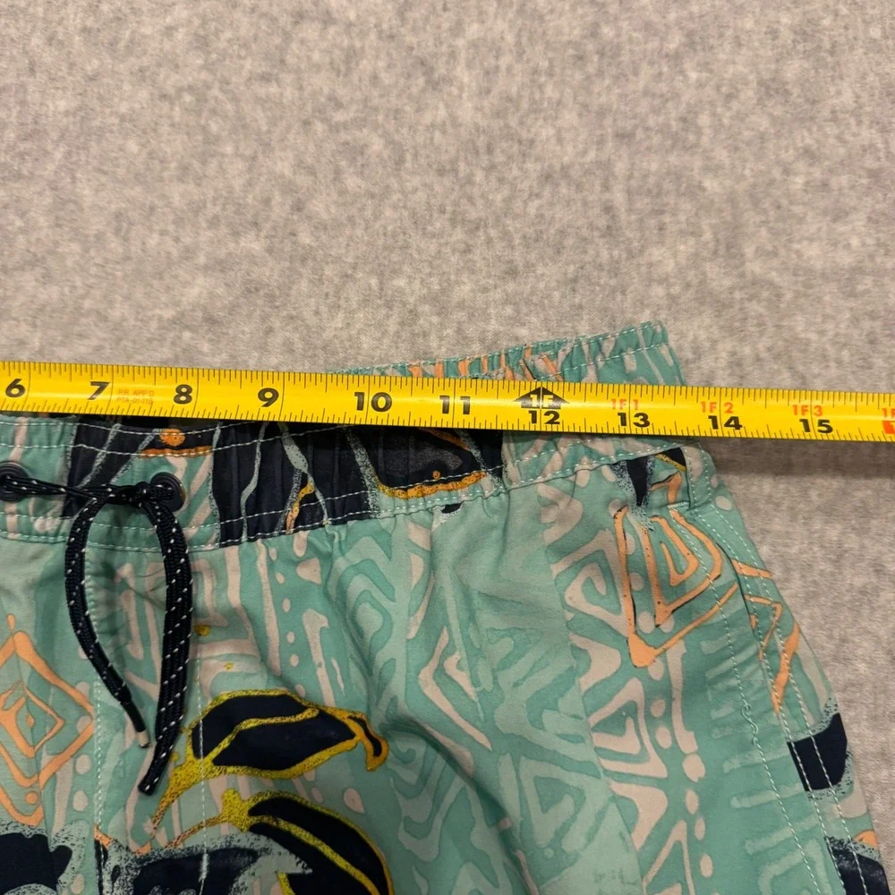 Billabong Boys Teal Tropical Floral Recycler Sundays Layback Board Shorts Size L